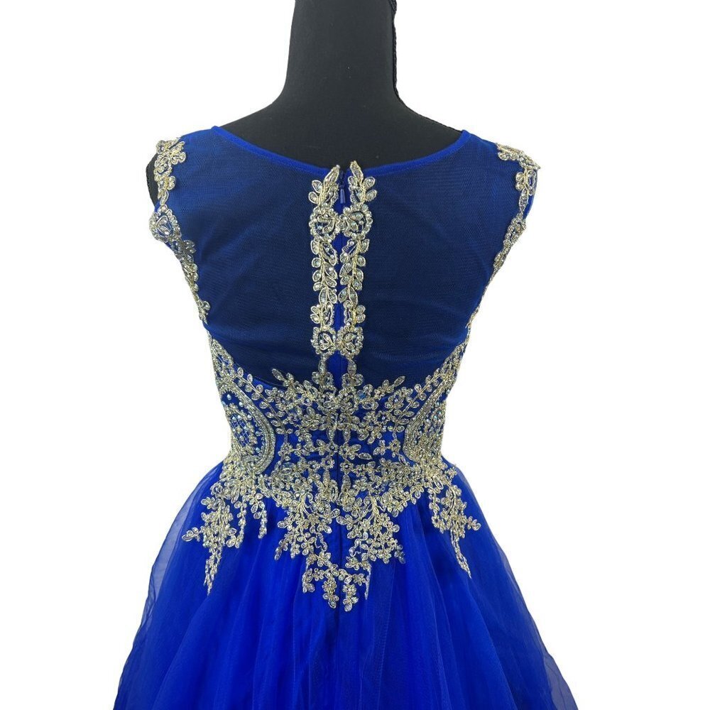 Let's Royal Blue & Gold Long Dress - Picture 5 of 12